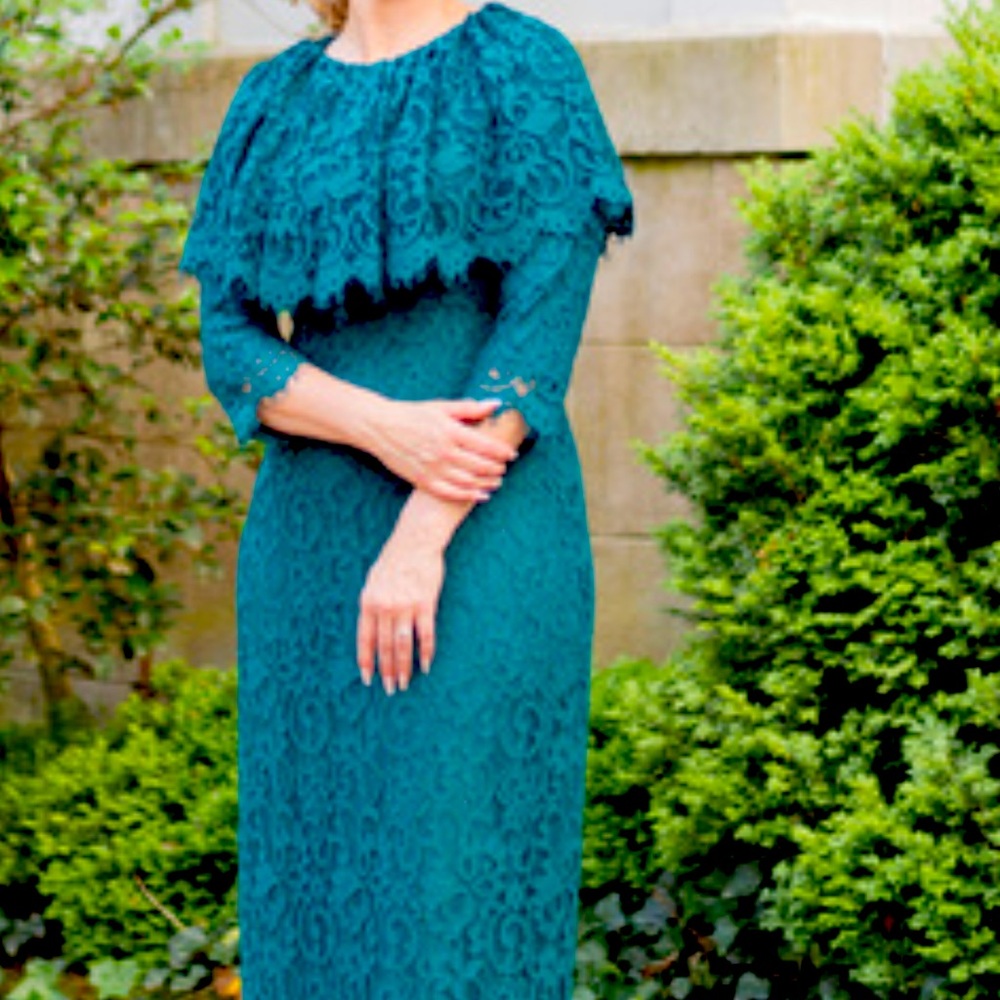 COPY - Rich emerald green Dainty Jewels lace dress. Worn once to a wedding.